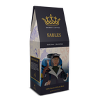 Snooby Coffee 'Fables' coffee packaging with character illustration on a white background