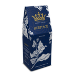 Snobby Coffee Heritage coffee package with blue design and gold accents on a white background